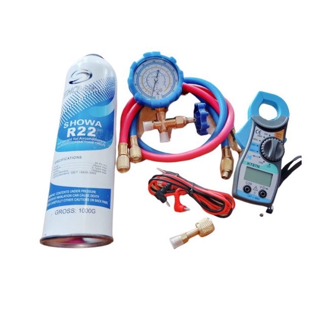 Home AC FREON Charging Tool Package R22 MANIFOLD SINGLE+AMPERE Tank