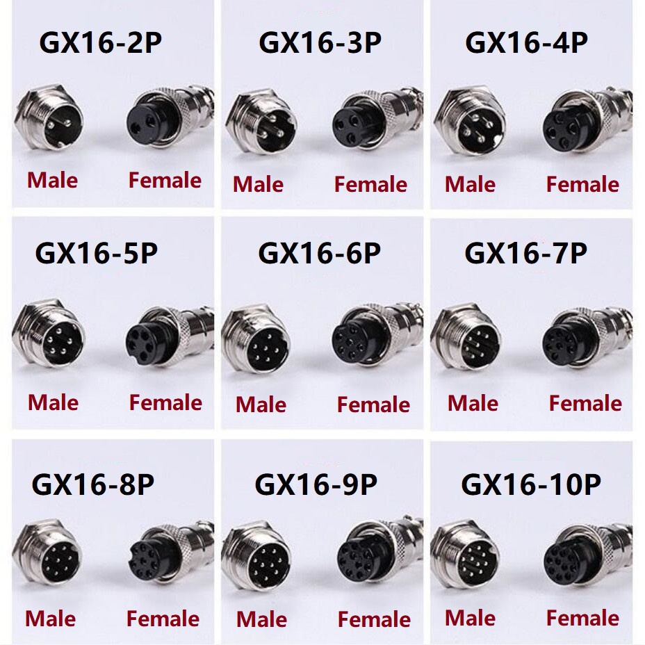 1set Gx16 2 3 4 5 6 7 8 9 10 Pin Male Female 16mm Wire M16 Gx16 Circular Aviation Connector