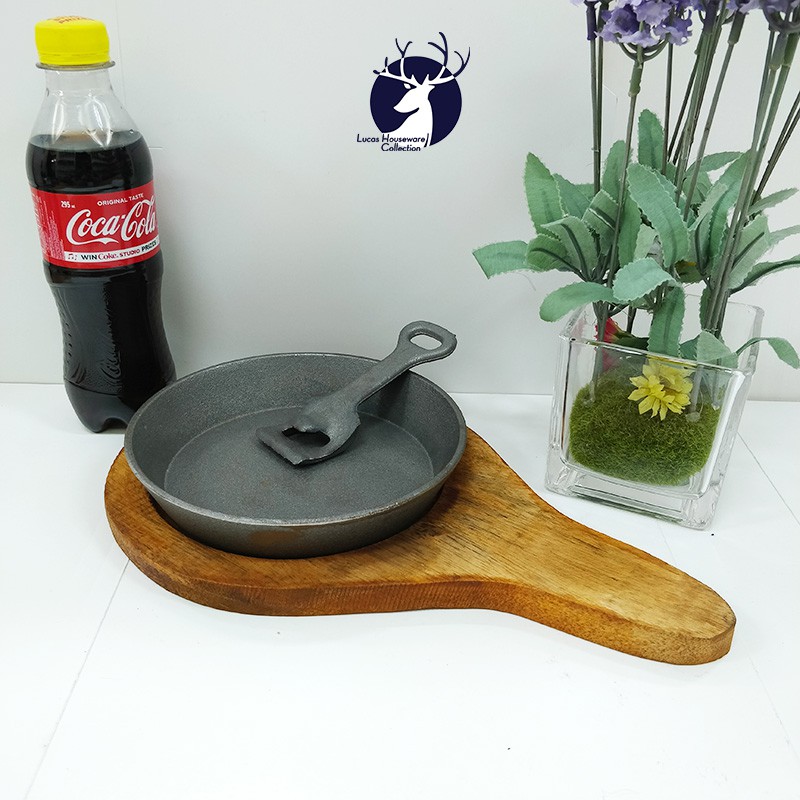 SIZZLING PLATE with handle Sizzling Plate Round cast Iron STEAK PLATE
