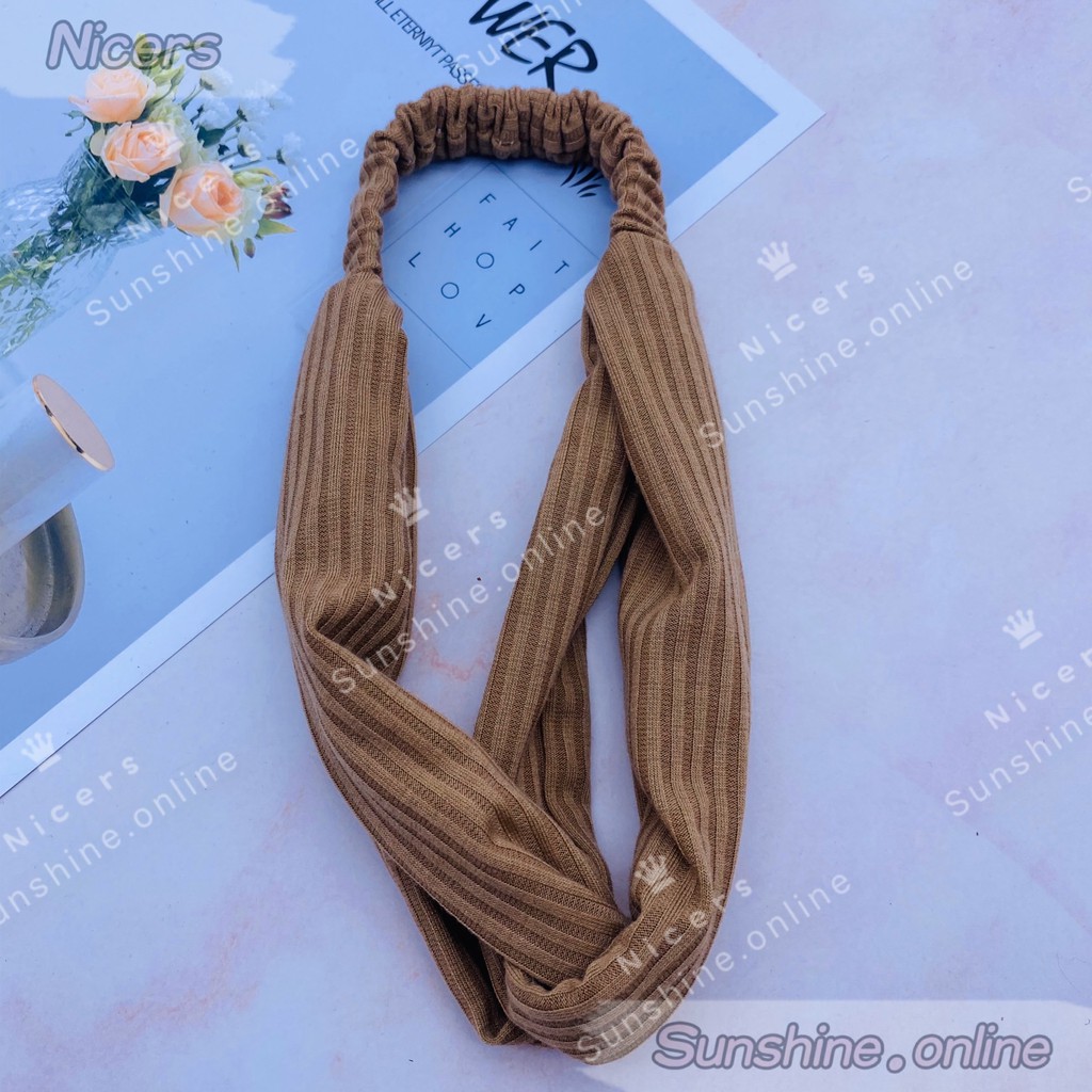 Plain Women Headband Elastic Turban Head Wrap Headband Twisted