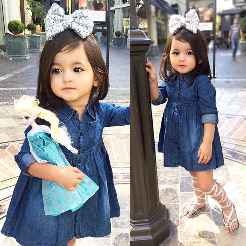 Baby Girl Denim Dress Toddler Kids Girls Princess Dresses Denim Casual Dress Baby Girl Clothes Outfits Shopee Philippines