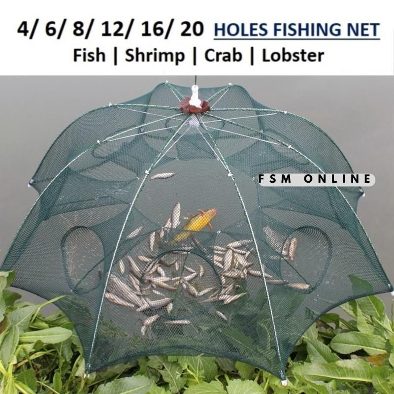 4/6/8/12/16/20 Fishing Net Trap Folding Cage Fish Shrimp Lobster