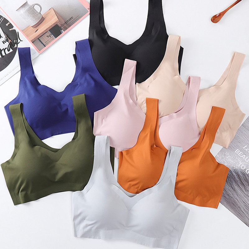 Thin Push Up Vest Bra Women Ice Silk Seamless Underwear Soft