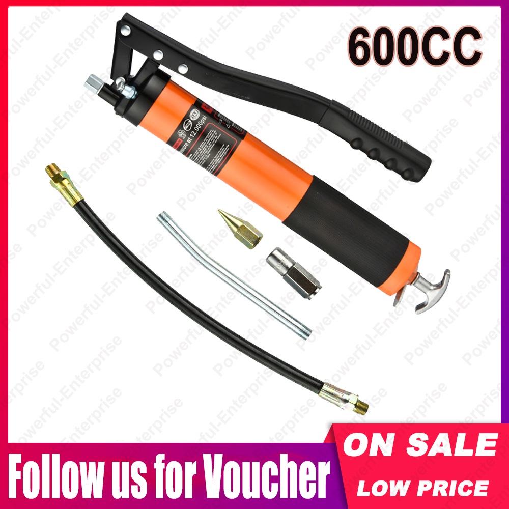 600CC High Pressure Grease Gun Pneumatic Greaser Cartridge Greasing