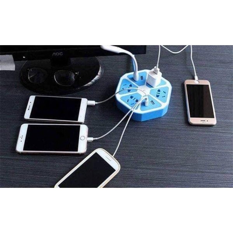 Anti-shock Hexagonal Power Socket With Phone Charging Port | Shopee ...