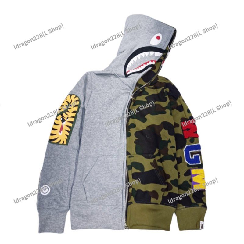 shark hoodie Down jacket red BAPE camo A Bathing Ape Size S