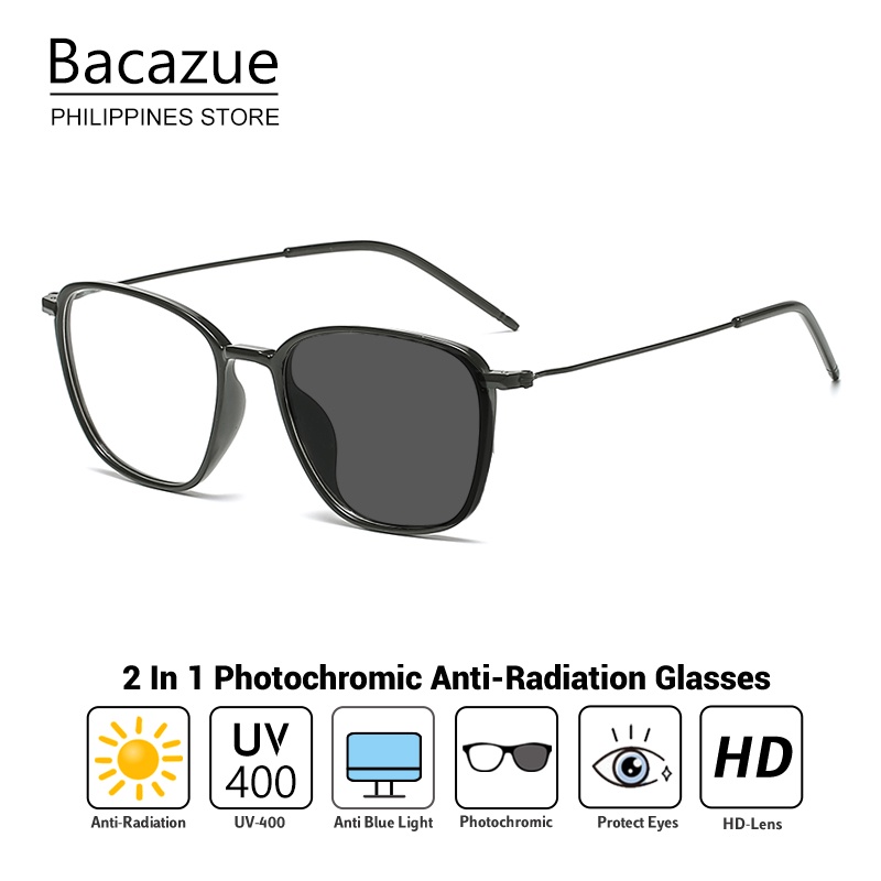 Bacazue Fashion Photochromic Anti Radiation Glasses Computer Anti Blue