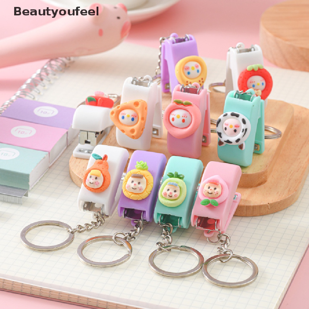 Beautyoufeel Fruit Style Cute Cartoon Mini Stapler Key Chain Macaron ...