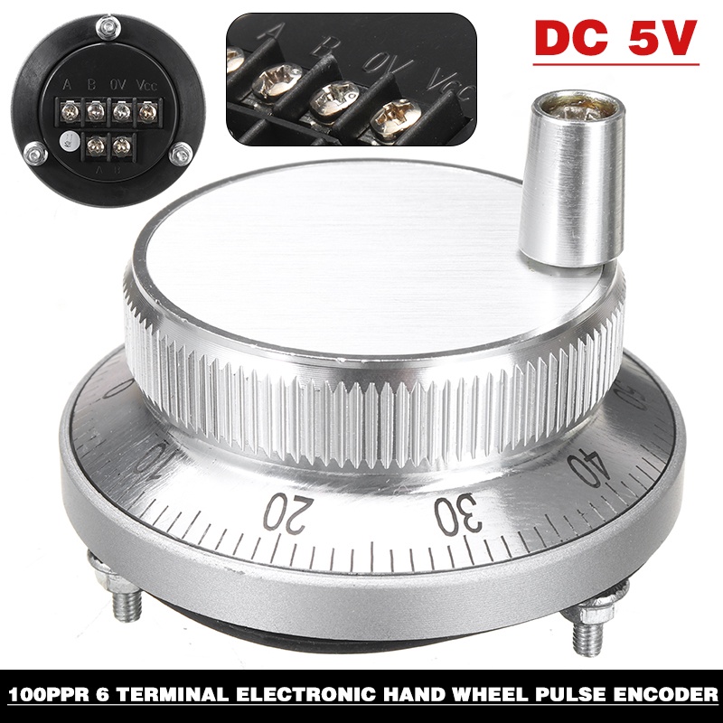 Silver 6Terminal 100PPR Electronic Hand Wheel Manual Pulse Generator ...