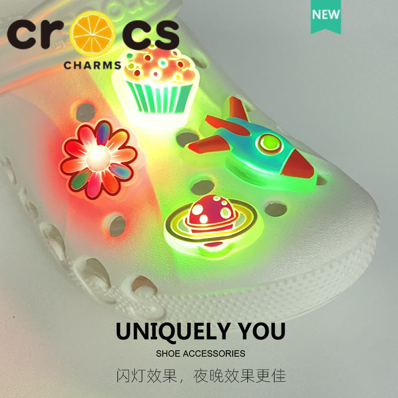 crocs jibbitz charms button 3D LED Flashing Light Cartoon Ornaments