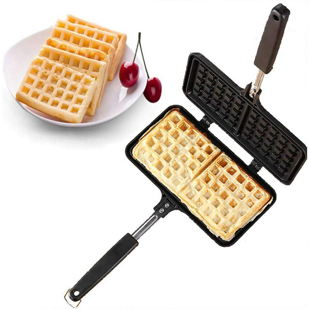 Stovetop Waffle Maker Pan Non-Stick Waffle Iron Maker Breakfast Baking ...