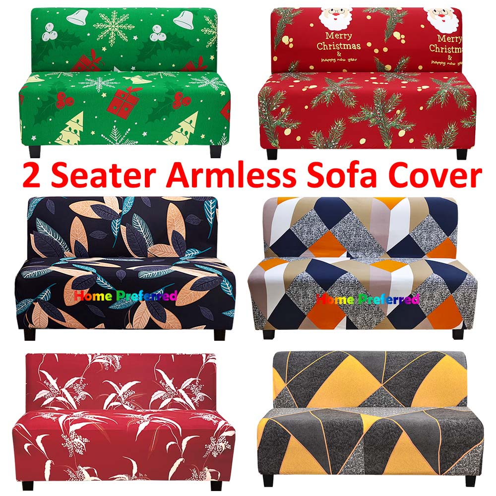 2 Seater Armless Sofa Cover Fit 100140 CM Length Medium Sizes Without