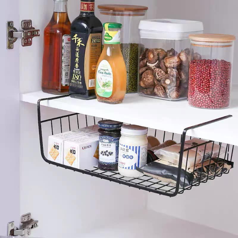 NEUCHI Under Shelf Table Storage Basket Rack Desk Wire Hanging