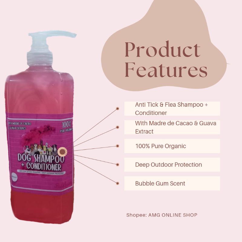 Anti Tick & Flea Dog Shampoo + Conditioner (BUBBLEGUM) Shopee Philippines