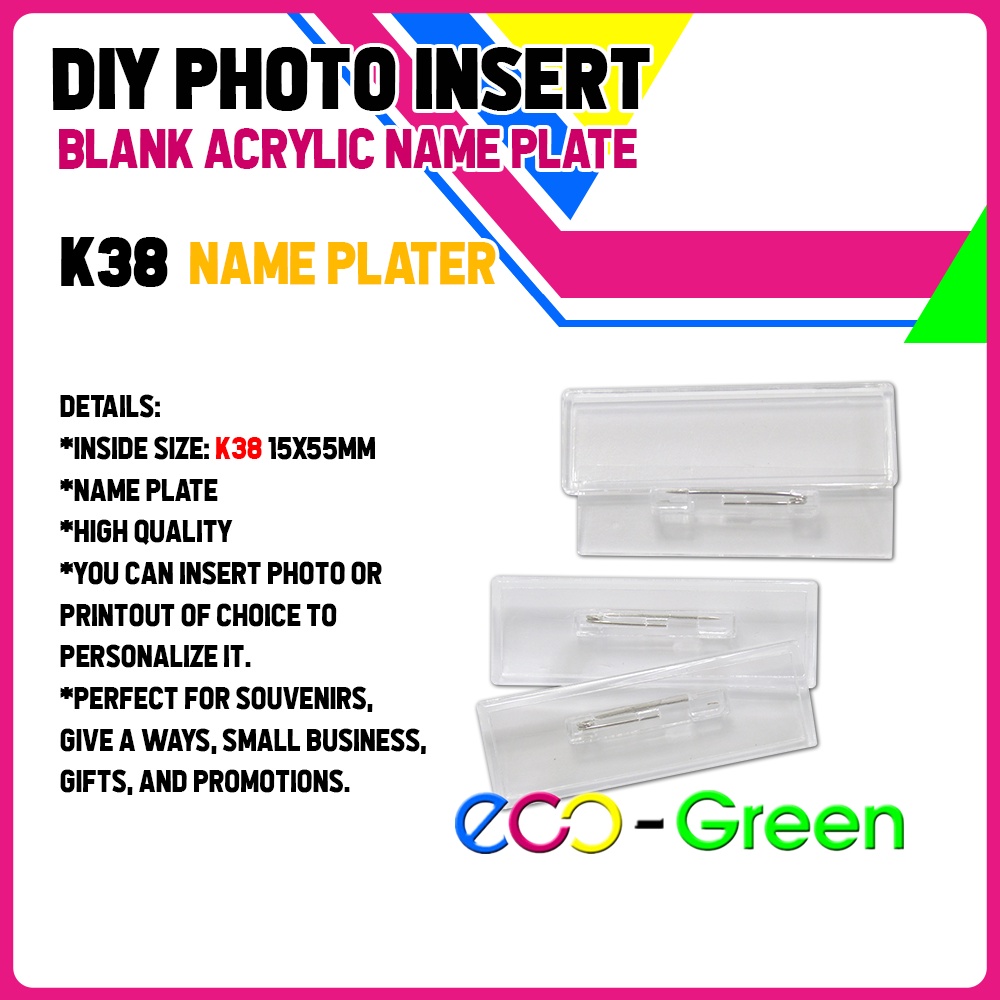 k38 Blank insertable acrylic name plate insert picture DIY name plate ...