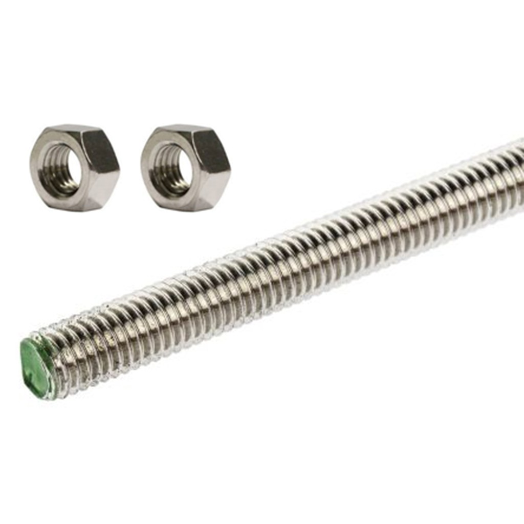 SS THREADED ROD 6MM x 1/2 METER LENGHT WITH 2 PIECES NUT ( STAINLESS