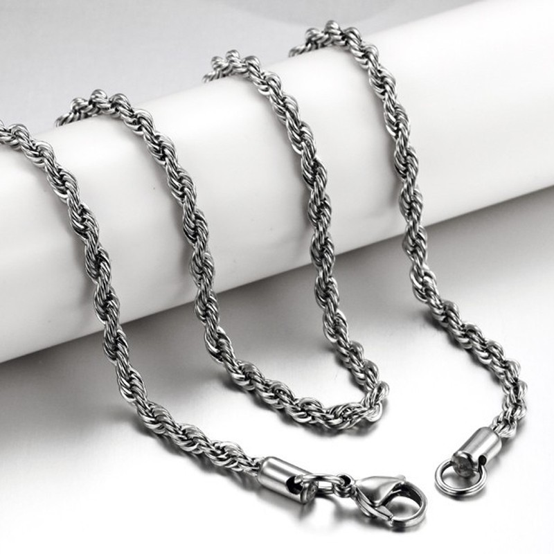 Basic 2.4/3/4mm Stainless Steel Twisted Rope Chain Necklace for Men ...