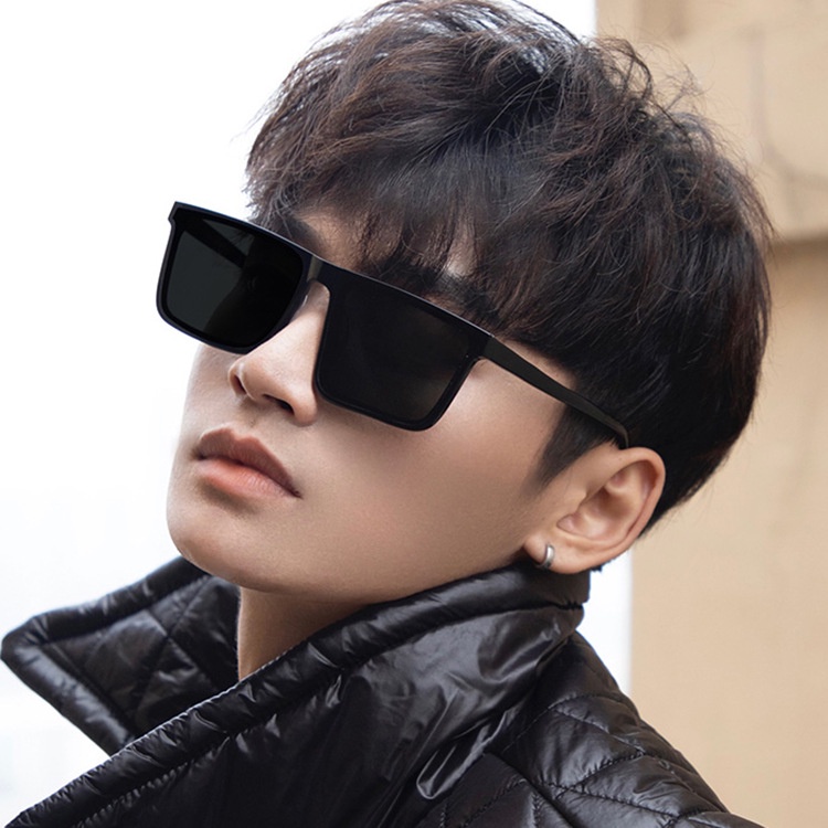 Korea square sunglasses for men gray piece fashion senior sense of