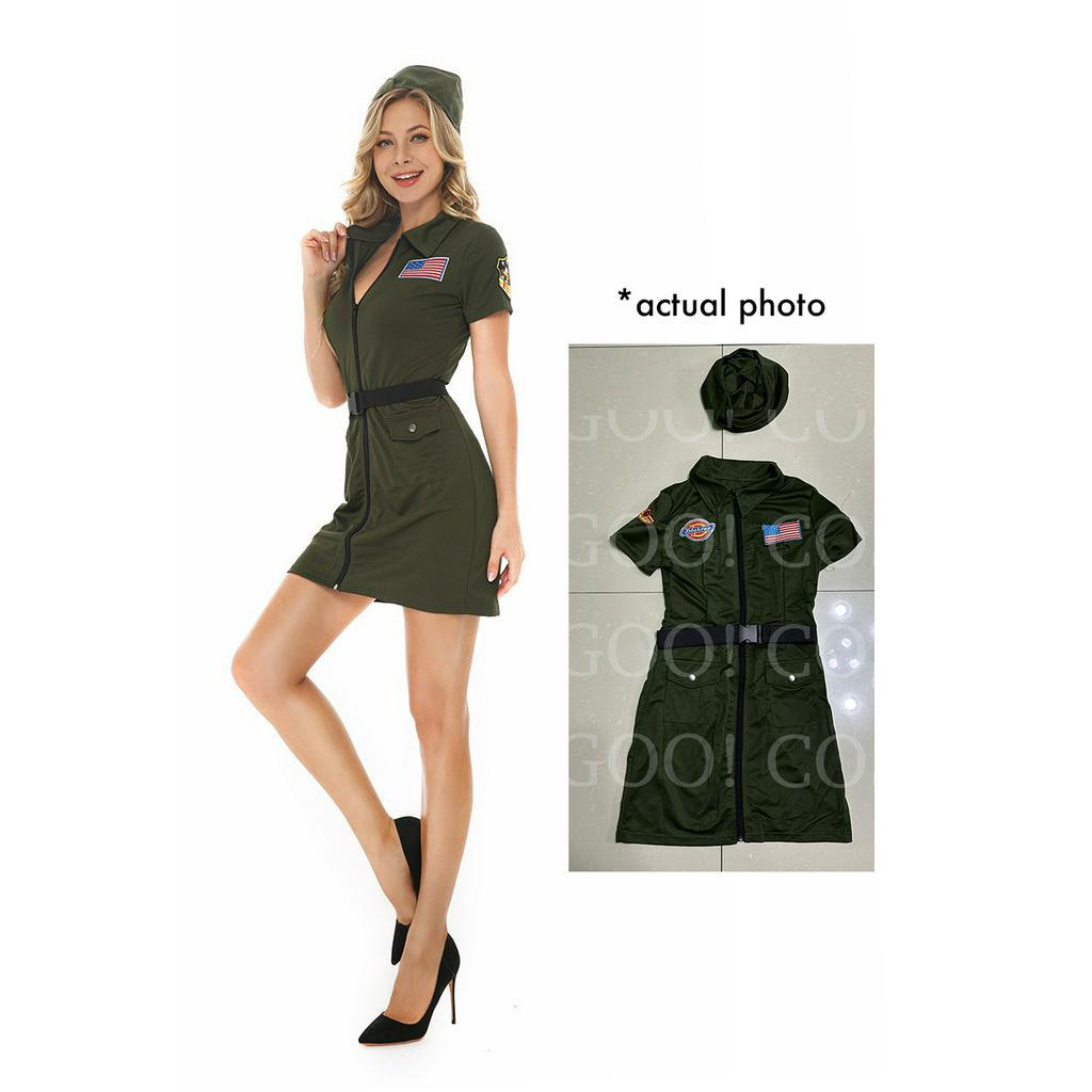 Army Military Pilot Cosplay for Women Airforce Uniform Top Gun Costume ...