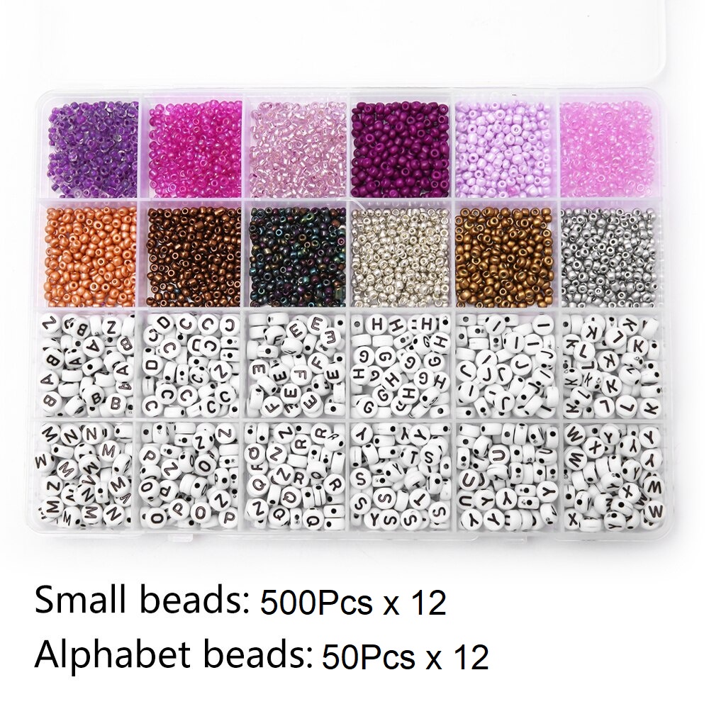 6600Pcs 2mm Glass Seed Beads Starter Kit Alphabet Beads Set Letter