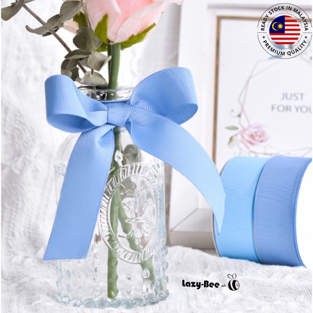 LAZY BEE 5 meter Light Blue Mist Aqua Tropic Grosgrain Ribbon Reben ...