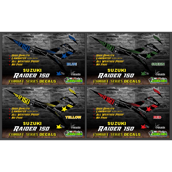 Suzuki Raider 150 (Combat Series) Decals / Stickers with freebies ...