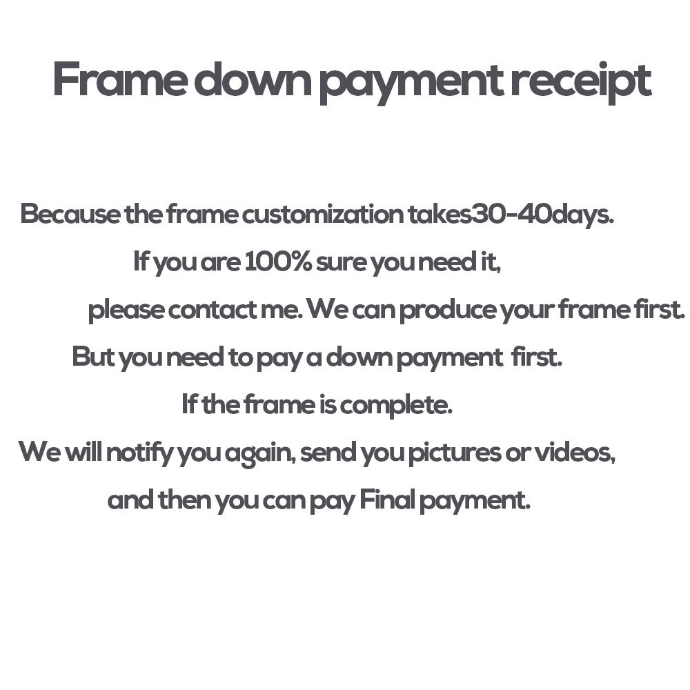 Frame&Wheelset Down Payment Please Confirm That The Frame Is 100% You ...