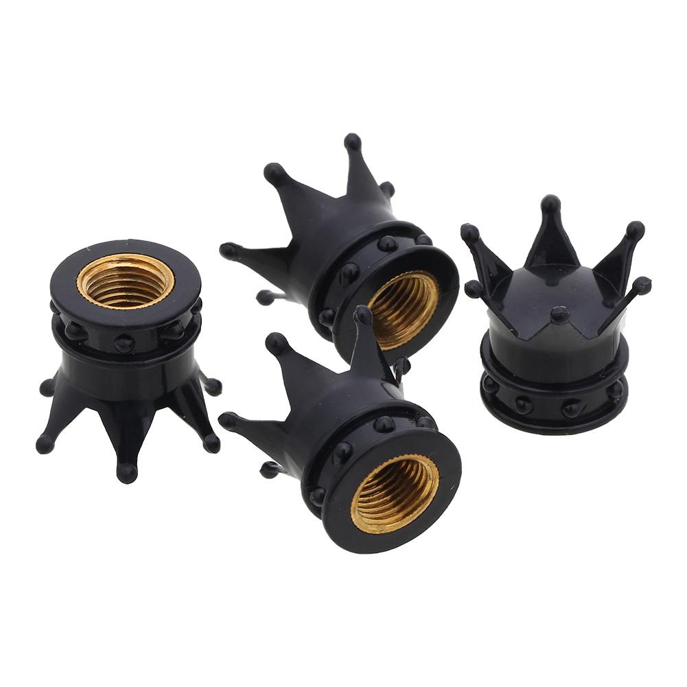 Universal 4pcs Crown Style Car Tire Air Valve Stem Caps Auto Wheel Stem