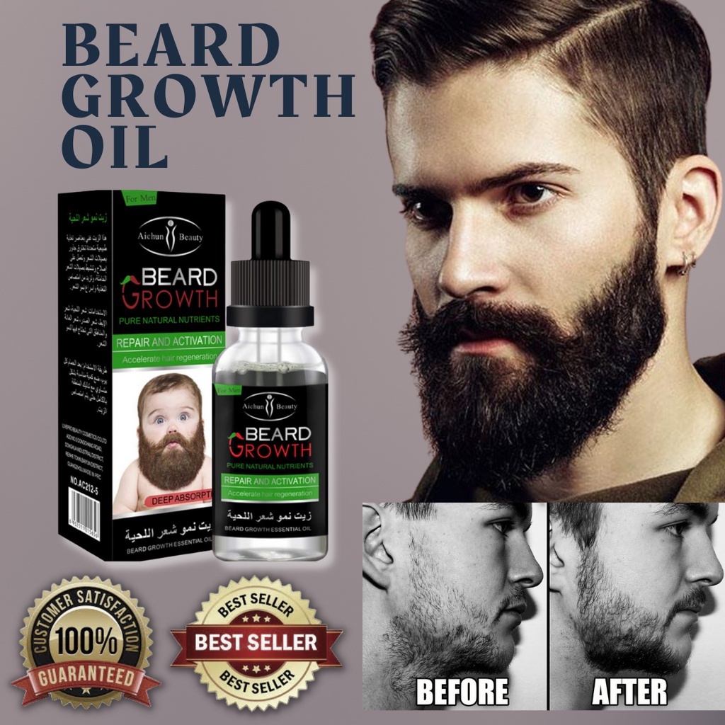 ORIGINAL Beard Growth Premium Organic Mustache Growth Oil Beard Grower ...