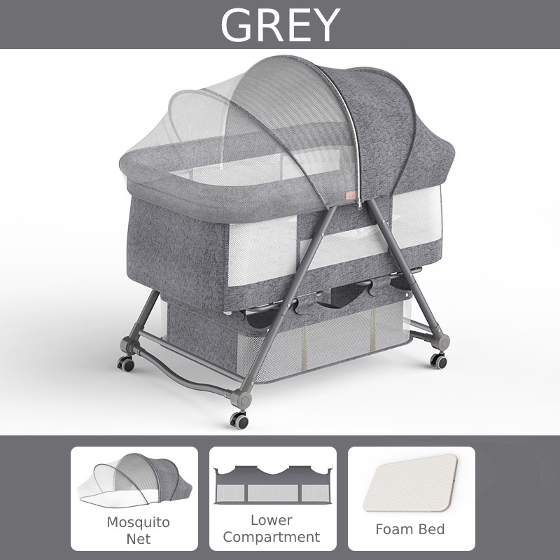 Baby Foldable Cradle Bed Portable Rocking Bed Swinging Cradle with Free ...