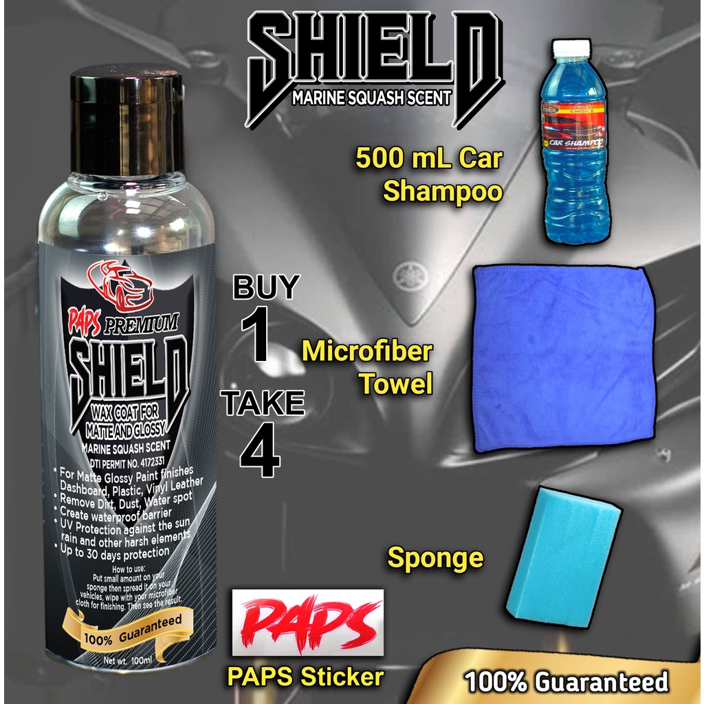 Shield Wax Coat PAPS For Matte & Glossy Freebies:Car Shampoo 500ml ...