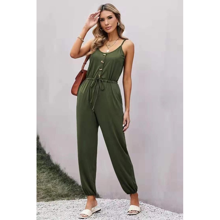 Women Fashion Tank Top Jumpsuit Pocket Sleeveless Summer Loose Casual M L  XL USA