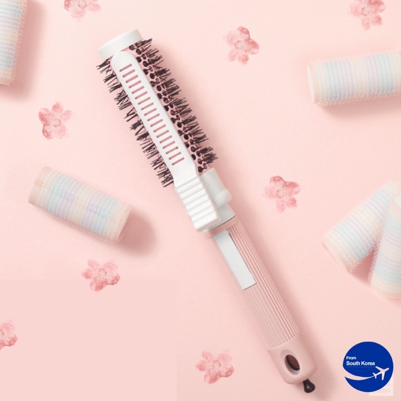 DAISO Heat conduction Hair Roll Brush with tongs Blow Dry Roll