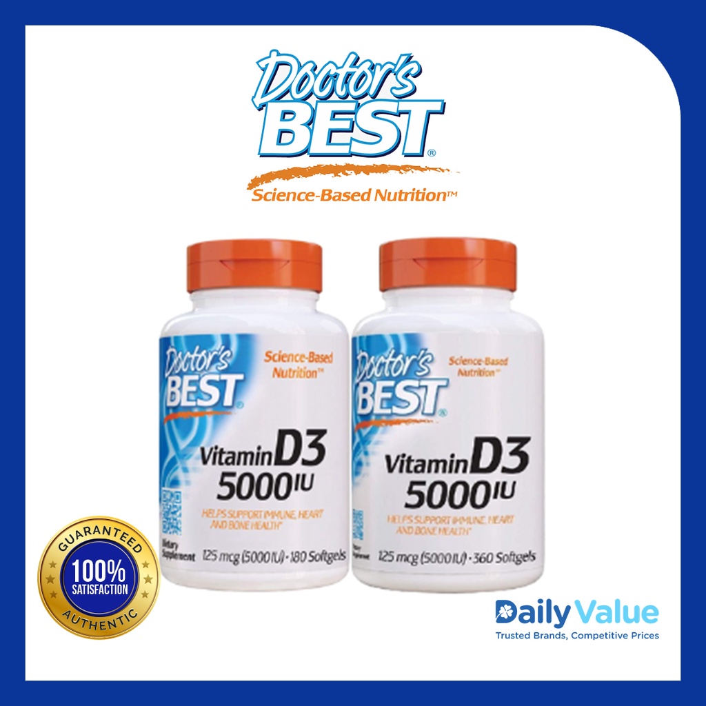 Doctor's Best Vitamin D3 5000 i.u, 180 sgels (8/23 exp) /360 sgels (9/
