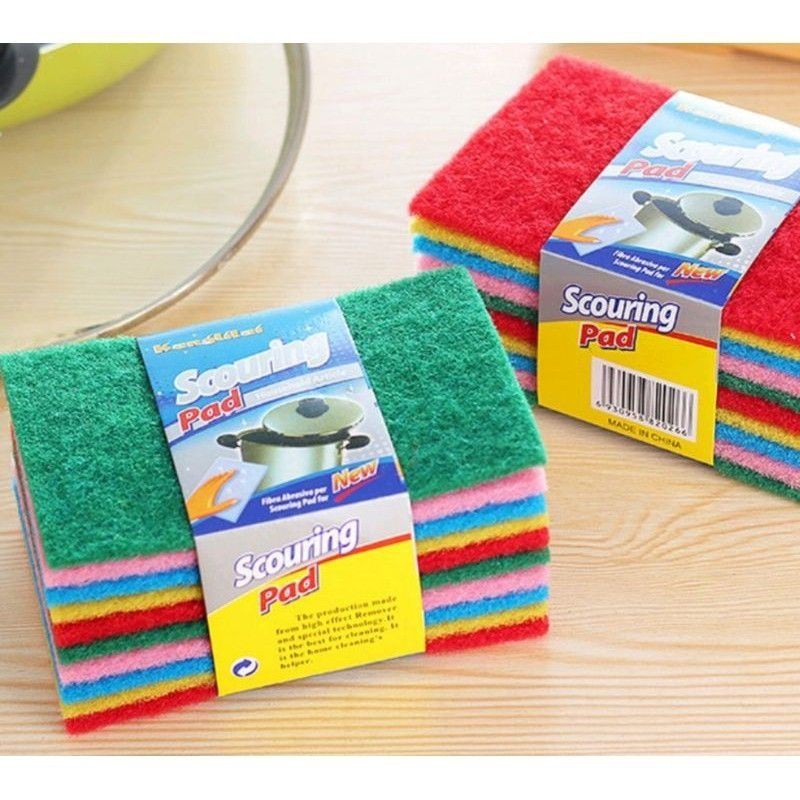 Scouring pad assorted colours heavy duty scrubber 10pcs/pack Shopee