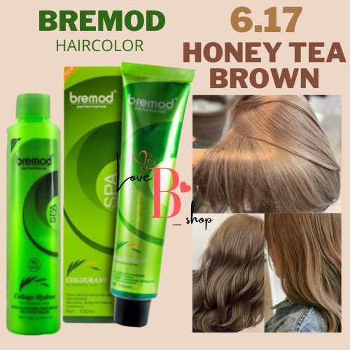 BREMOD 6.17 HONEY TEA BROWN HAIR COLOR SET WITH OXIDIZING | Shopee ...