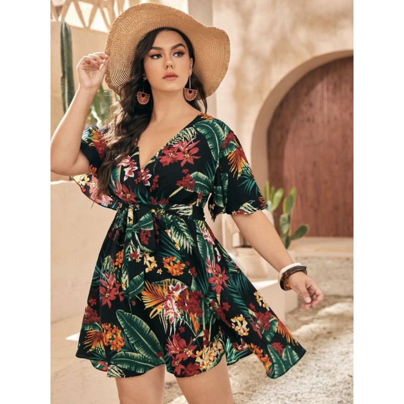 No Boundaries Tropical Flower Dress Size M (7-8)