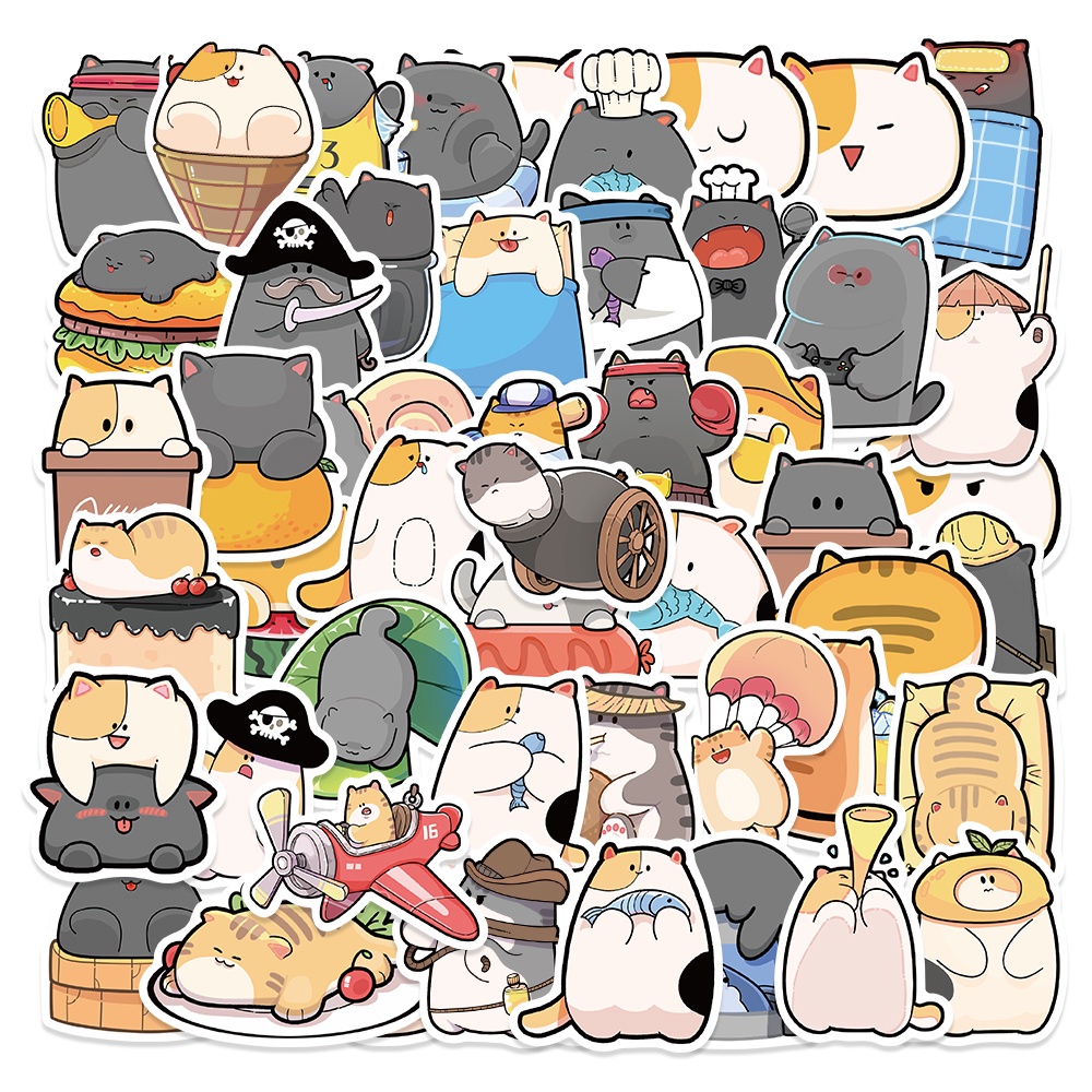 50PCS Cute Cats Animal Graffiti Stickers Cartoon Decals Kids Toy DIY ...