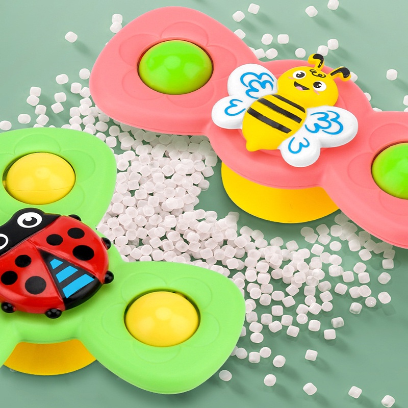 3 Pcs Baby Bath Toy Suction Cup Teether Spiner Spin Sucker Spining Top ...