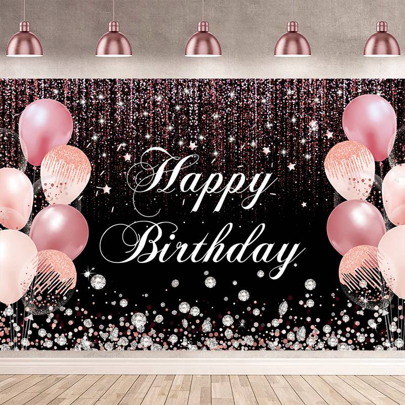 Happy Birthday Banner Customize Photo Background Custom Name Silver ...