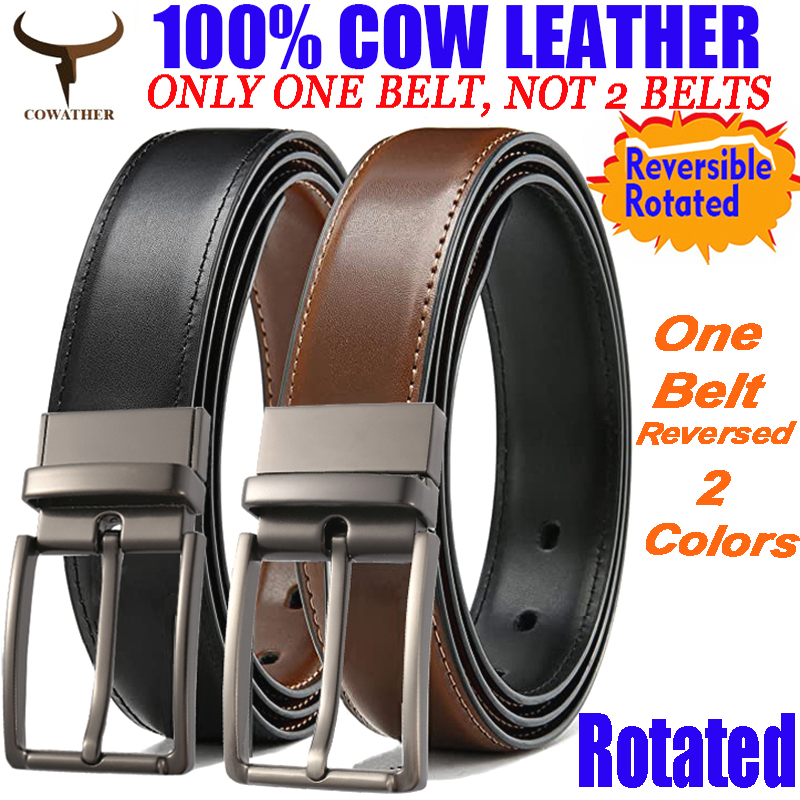 COWATHER Reversible Genuine Leather Casual belt for Men Cowhide Leather ...