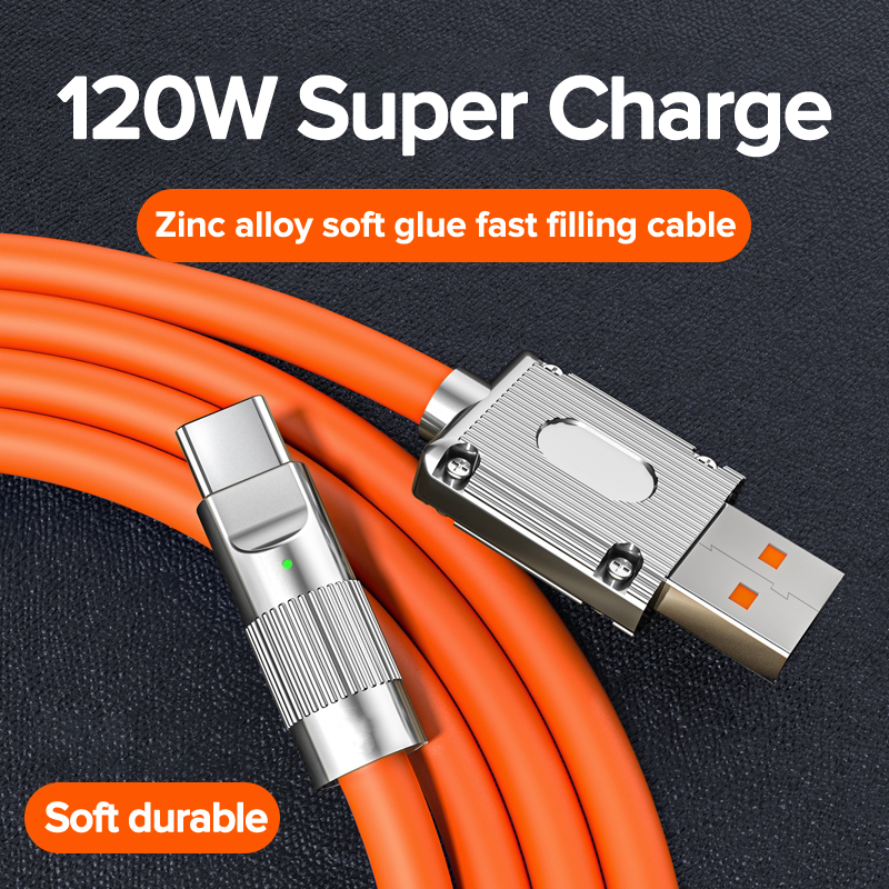 QOOVI 120W 6A Super Fast Charge Type C Cable Liquid Silicone Cable