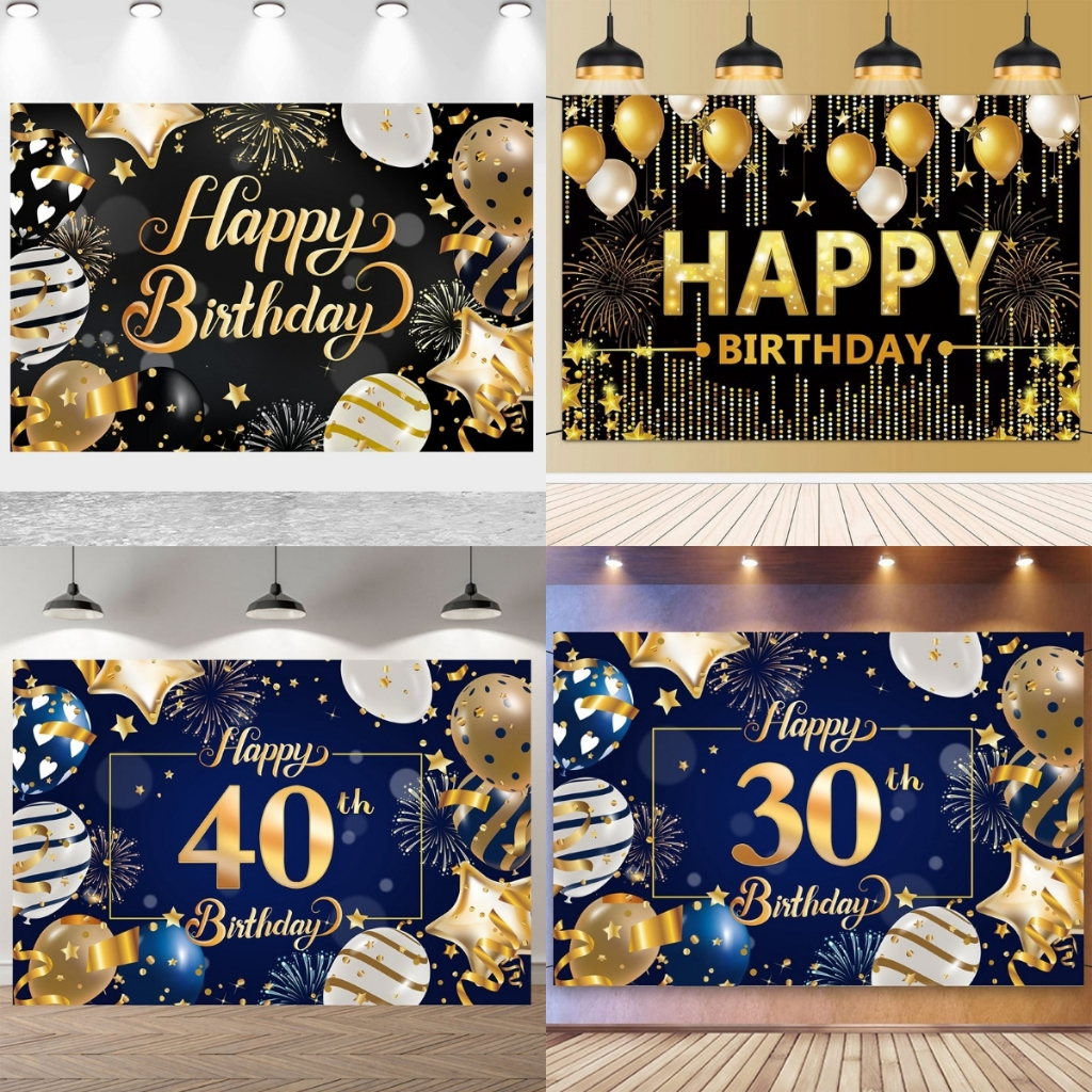 150*100CM Black And Gold Bacdrop For Birthday Home Decor 30th 40th 50th ...