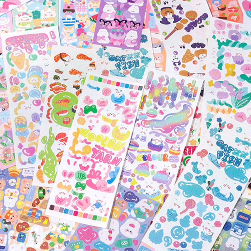 200 Sheets Various Cartoon Pattern Glittering Stickers Children Toys ...