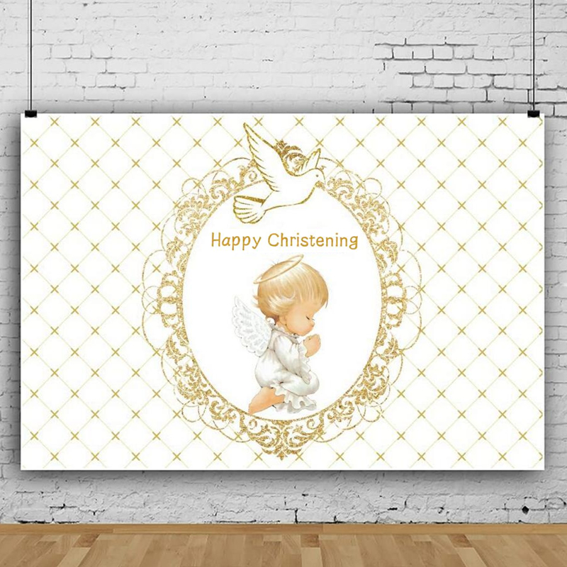 Happy Christening Photography Backdrop Little Angel White Pigeon Baby