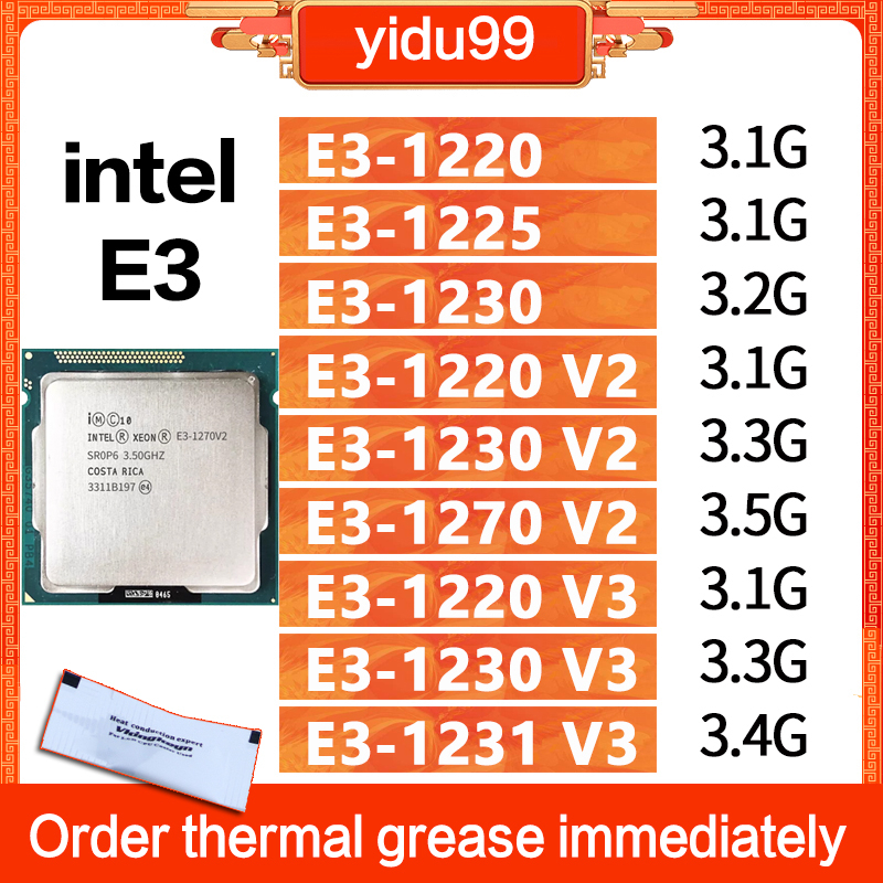 Intel Xeon E3 1220 1225 1230 1220v2 1230v2 1270v2 1220v3 1230v3 1231v3 ...