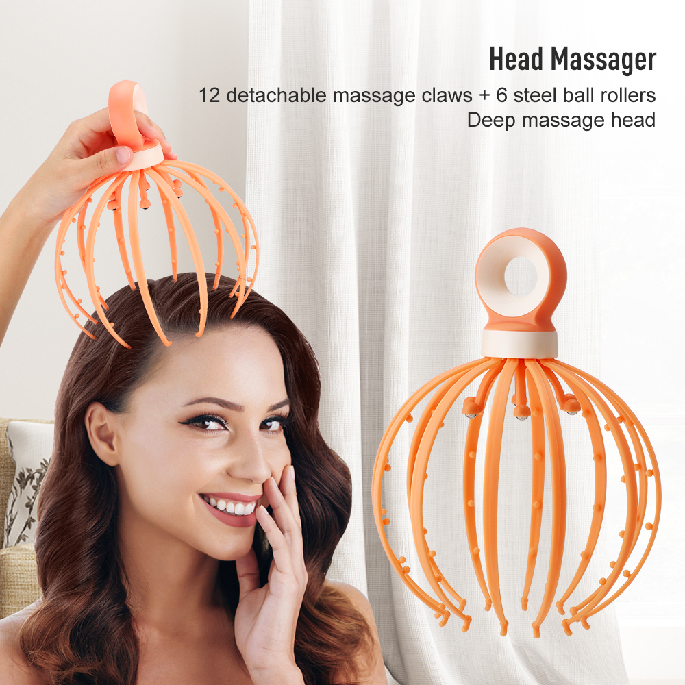 Msdear Manual Head Massager Scalp Massager 12 Fingers Head Scratcher