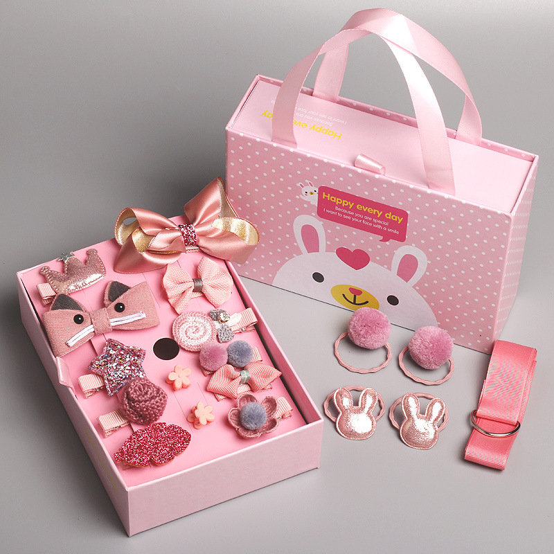 Children's hair accessories Girl baby hair clip 18piece handheld box