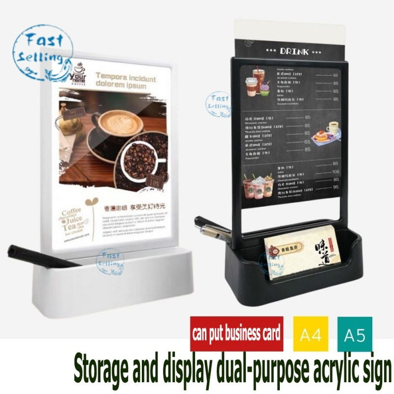 Men Stand Display Acrylic Advertising Sign Menu Board a4 Table Storage