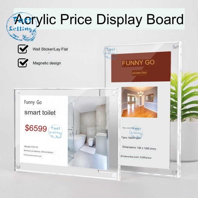 Acrylic Price Sign Fully Transparent Signboard Wall Sticker Display ...